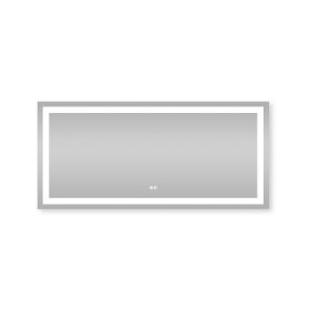 60 in. W x 28 in. H Rectangular Frameless LED Light Wall Vertical/Horizontal Bathroom Vanity Mirror in Aluminum