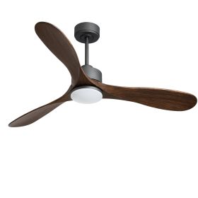 52 In Intergrated LED Ceiling Fan Lighting with Dark wood ABS Blade, Remote Control