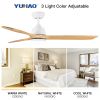52 in. Indoor Ceiling Fan with light and Remote Control, 3 Yellow Solid Wood Blades