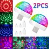 2x USB Mini Disco DJ Ball Car Party Atmospher Light Bar Colorful Sound Activated