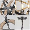 Farmhouse Chandelier Light Fixtures; 4-Light Adjustable Height Dining Room Wood Light Fixtures