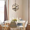Farmhouse Chandelier Light Fixtures; 4-Light Adjustable Height Dining Room Wood Light Fixtures