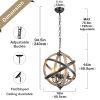 Farmhouse Chandelier Light Fixtures; 4-Light Adjustable Height Dining Room Wood Light Fixtures