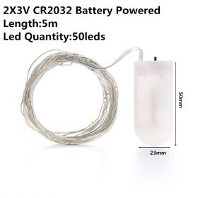 Christmas Light Led Outdoor Battery USB Powered 2m 5m10m String Lights Cooper Wire Garland Wedding Party Decoration Fairy Lights (Option: Pink-5m cr2032 battery)