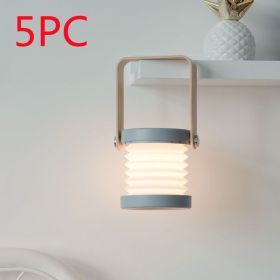 Foldable Touch Dimmable Reading LED Night Light Portable Lantern Lamp USB Rechargeable For Home Decor (Light Color: Grey 5PC)