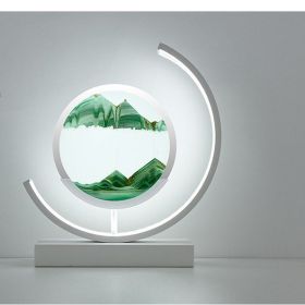 High-end Business Gifts Quicksand Painting 3D Living Room Decorations Lights Creative Lamp Led Lights (size: White Emerald Green)