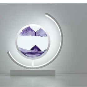 High-end Business Gifts Quicksand Painting 3D Living Room Decorations Lights Creative Lamp Led Lights (size: White And Purple)
