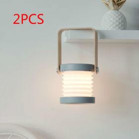 Foldable Touch Dimmable Reading LED Night Light Portable Lantern Lamp USB Rechargeable For Home Decor (Light Color: Grey 2pcs)