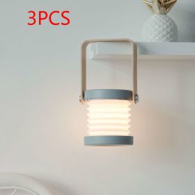 Foldable Touch Dimmable Reading LED Night Light Portable Lantern Lamp USB Rechargeable For Home Decor (Light Color: Grey 3pcs)