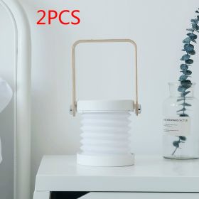 Foldable Touch Dimmable Reading LED Night Light Portable Lantern Lamp USB Rechargeable For Home Decor (Light Color: White 2pcs)
