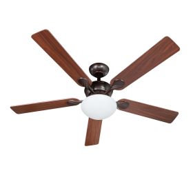 52" Indoor/Outdoor Oil Rubbed Bronze 5 Blade Reverse Airflow Ceiling Fan, 1 LED Light Bulb (Color: black)