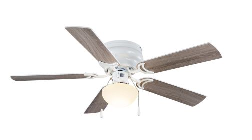 44" Hugger Indoor Ceiling Fan with Single Light, White, 5 Blades, LED Bulb, Reverse Airflow (Color: Bronze)